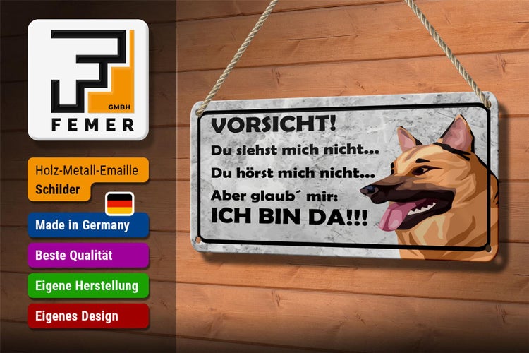 Blechschild Spruch 27x10 cm Vorsicht Hund Du siehst mich nicht