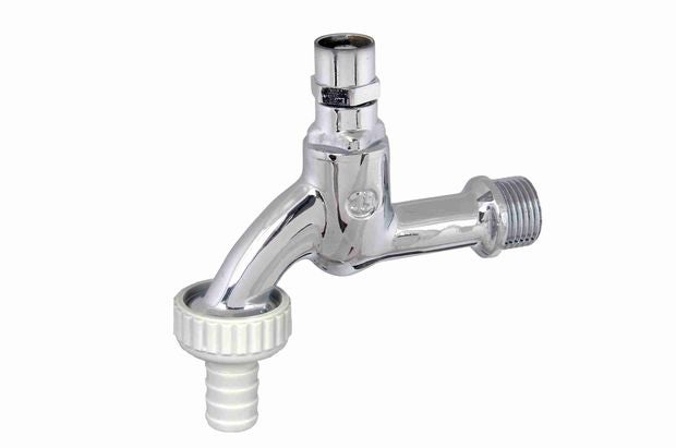 Auslaufventil verchromt mit Schlauchverschraubung