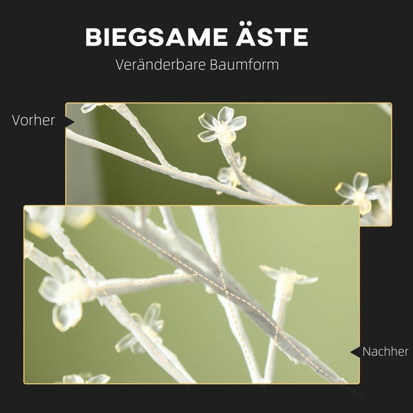 HOMCOM LED Baum, 21,5L x 21,5B x 180H cm, Kunststoff, Weiß