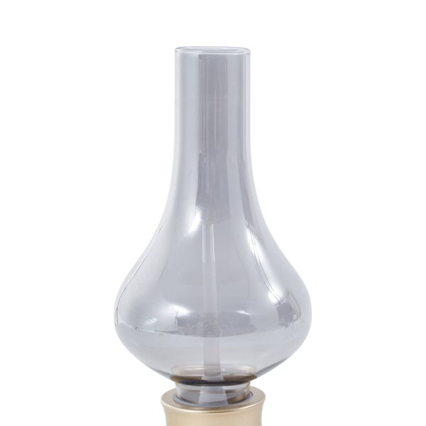 Ersatzglas für Leuchten aus rauchgrauem Glas in bauchiger Zylinderform.