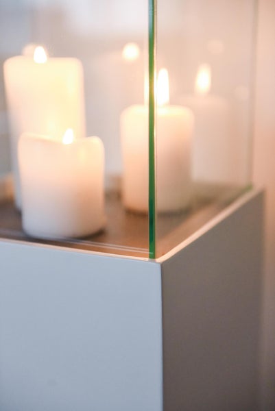 VIVANNO Windlicht CANDELA 80x25x25 cm Alu-Verbund Weiß matt