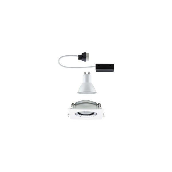 LED Einbauleuchte Nova Plus Einzelleuchte schwenkbar IP65 eckig 93x93mm 30° GU10 7W 460lm 230V dimmbar 2700K Weiß matt, Chrom