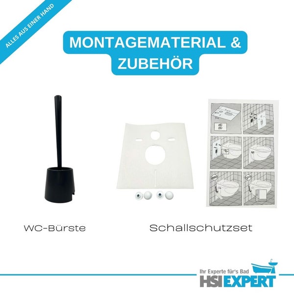 Toilettenbürste und Schallschutzset für die Toilettenmontage