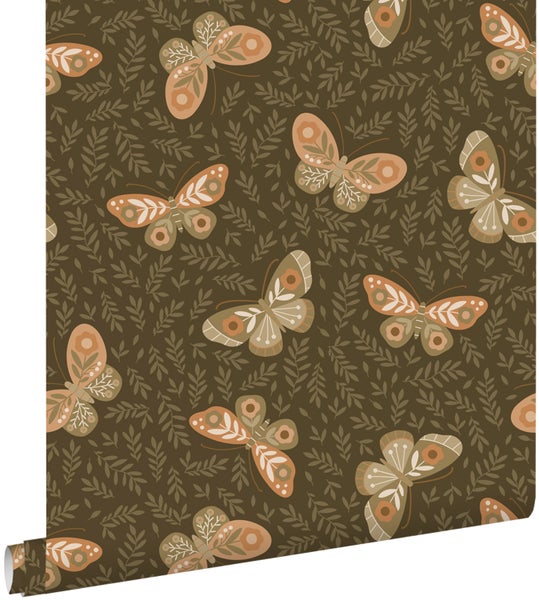 Tapete mit Schmetterlings- und Blattmuster