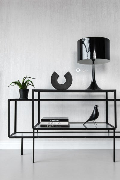 Dekoratives Regal mit Lampe, Pflanze, Büchern und Ziergegenständen