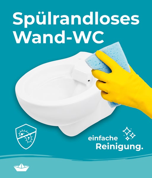 Calmwaters® Spülrandloses WC, wassersparendes Wand WC, geruchsarmer Tiefspüler, Hänge WC inkl. Toilettendeckel Duroplast Absenkautomatik Abnehmbar, 08AB3131