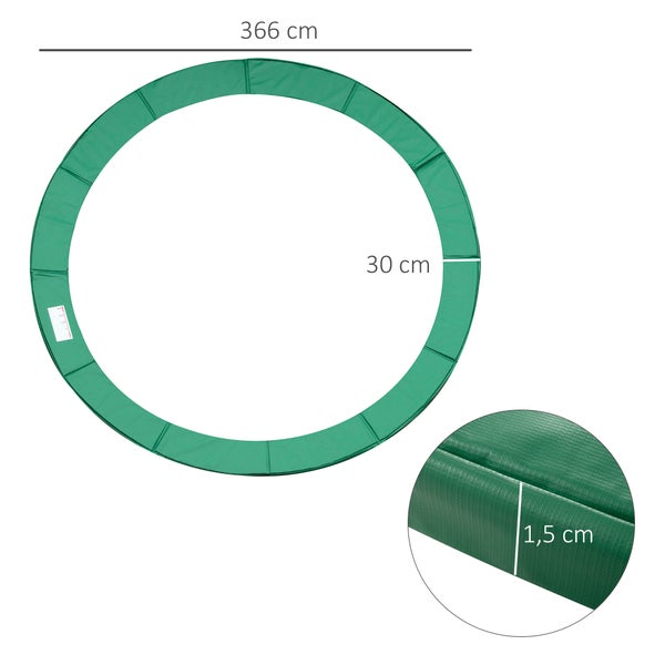 HOMCOM Trampolin Randabdeckung Sicherheitsnetz 8ft 10ft 12ft 15ft (Randabdeckung: Ø 366cm-Grün)