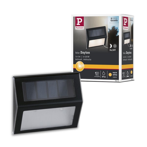 Solar LED Treppenleuchte Dayton IP44 3000K 2lm Anthrazit