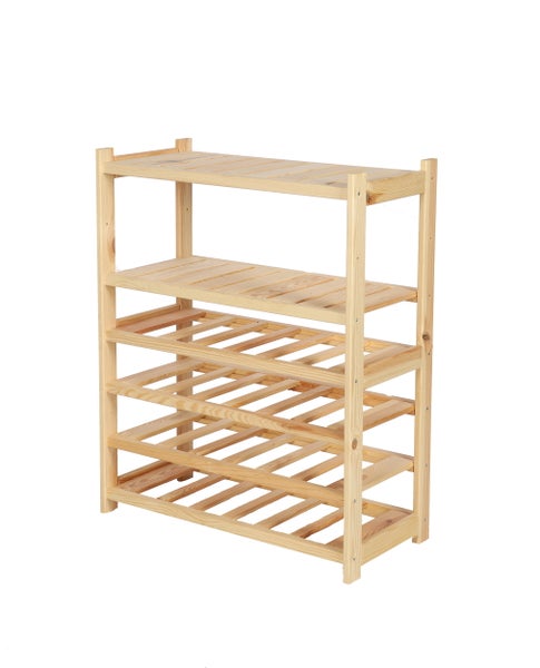 PROREGAL Weinregal SPREEWALD HxBxT 86x70x33cm 24 Flaschen auf 4 Ebenen + 2 Ablagen Massives Kiefernholz Natur
