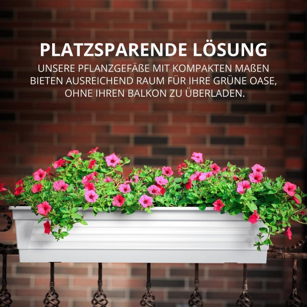 Plastard Blumenkasten 3er Set Weiß 60x21x17 cm Pflanzkasten Balkonkasten Pflanzkübel