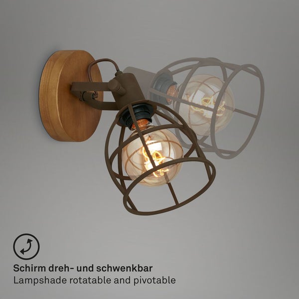 Wandspot Spotleuchte Retro schwenkbar 1xE27 Ø15cm max.25W Dunkelbraun Briloner