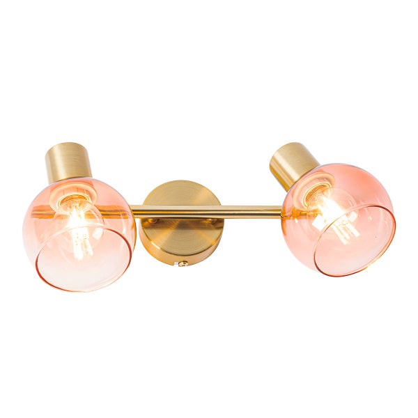 Art Deco Spot Gold mit rosa Glas 2 Lichter - Vidro