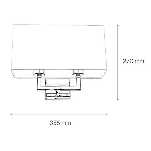 Skizze einer Deckenleuchte mit den Maßen 355 mm Breite und 270 mm Höhe.