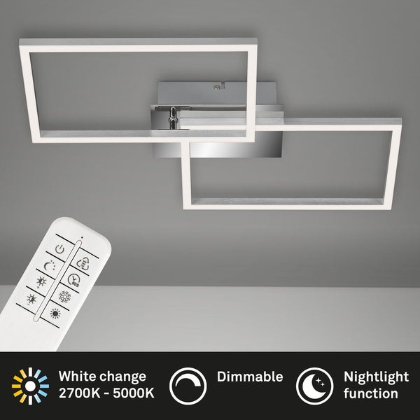 LED Deckenleuchte Wandlampe Dimmbar Fernbedienung CCT 30W Chrom Metall Briloner
