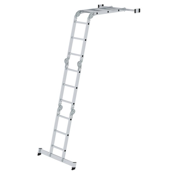 PROREGAL Vielzweckleiter 4-Teilig mit Traverse 4 x 3 Sprossen