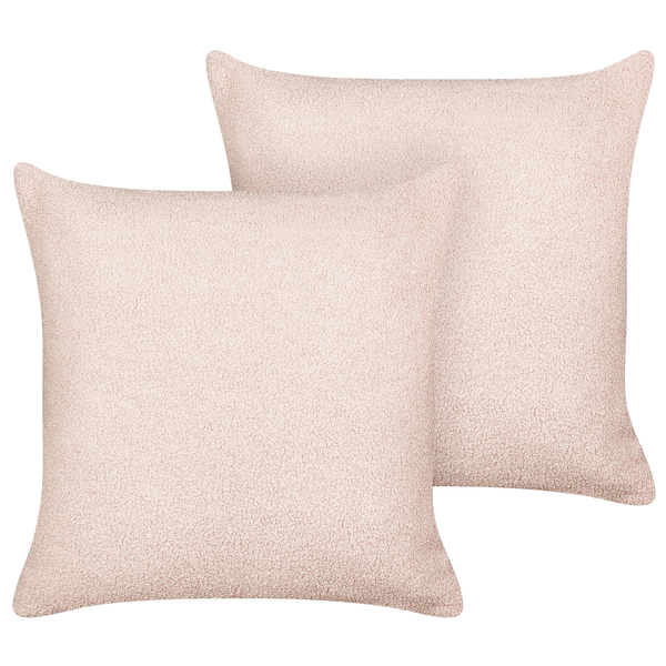 Dekokissen 2er Set LEUZEA Bouclé 45 x 45 cm Pastellrosa Ohne Muster