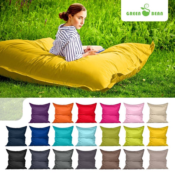 Green Bean Sitzsack XXL 140x180cm 380 Liter Kinder & Erwachsene Bean Bag EPS Perlen Füllung Riesensitzsack Groß Draußen Outdoor Liegekissen Waschbar Wetterfest Lounge Sitzkissen Bodenkissen Gelb