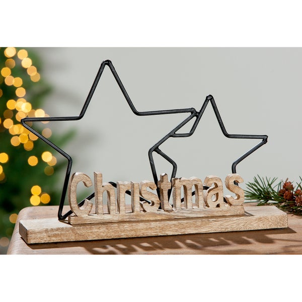 Schriftzug GILDE Dekoobjekt Höhe 20cm Breite 30cm naturfarben, schwarz Mangoholz