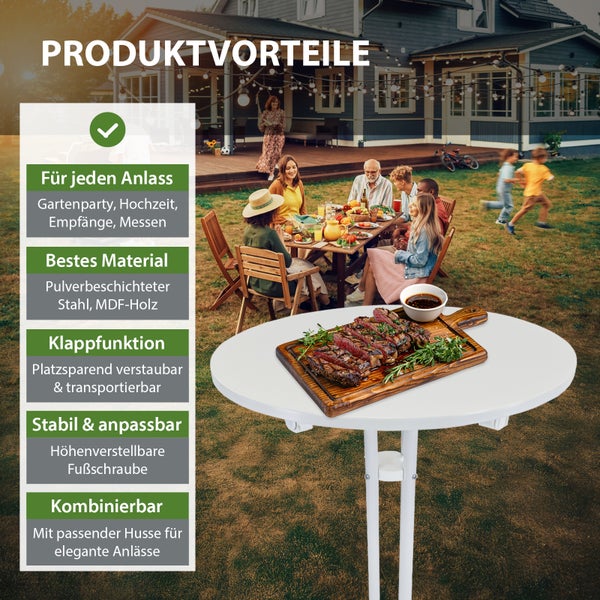 Produktvorteile eines Gartentisches im Einsatz: vielseitig, robust, klappbar, anpassbar und kombinierbar
