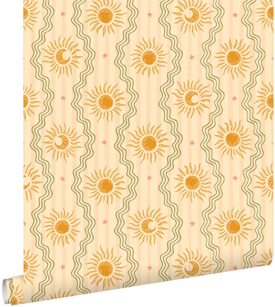 Tapetenrolle mit Sonne-, Mond- und Sternmuster