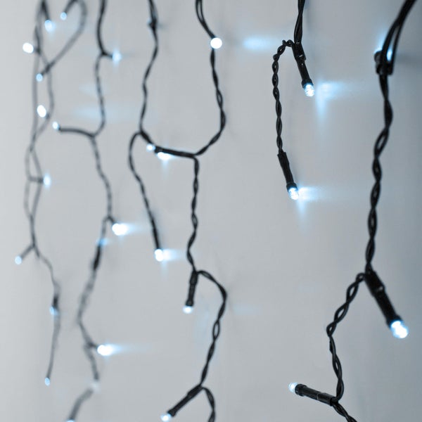 ECD Germany LED Lichtervorhang 6m 180 Kaltweiße LEDs, Eiszapfen Lichterkette LED Lichterkettenvorhang Weihnachten Eisregen Vorhang, IP44 Wasserdicht, Innen/Außen, Weihnachtsbeleuchtung Weihnachtsdeko