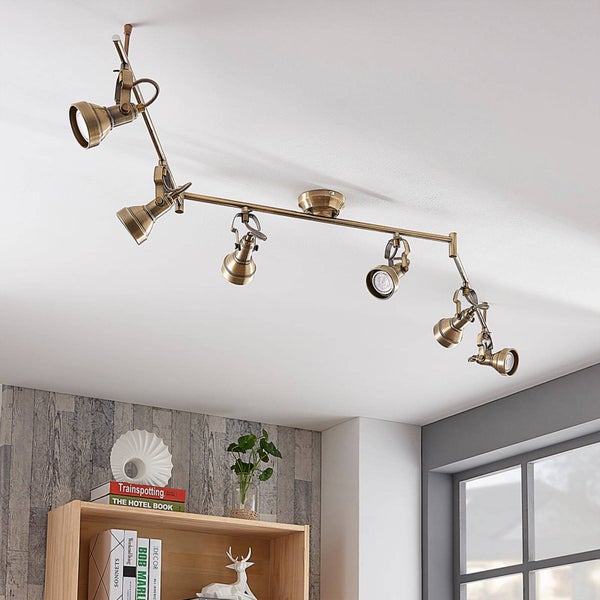 Lindby Deckenlampe Perseas (Retro, Vintage Antik) in Bronze aus Metall (6 flammig GU10) - Deckenleuchte Lampe Wohnzimmerleuchte