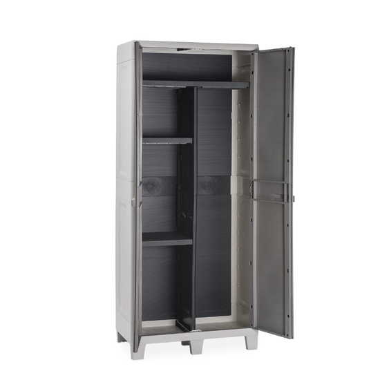 Toomax Florida XL Geräteschrank hoch grau mit 2 Türen und 4 Regalen