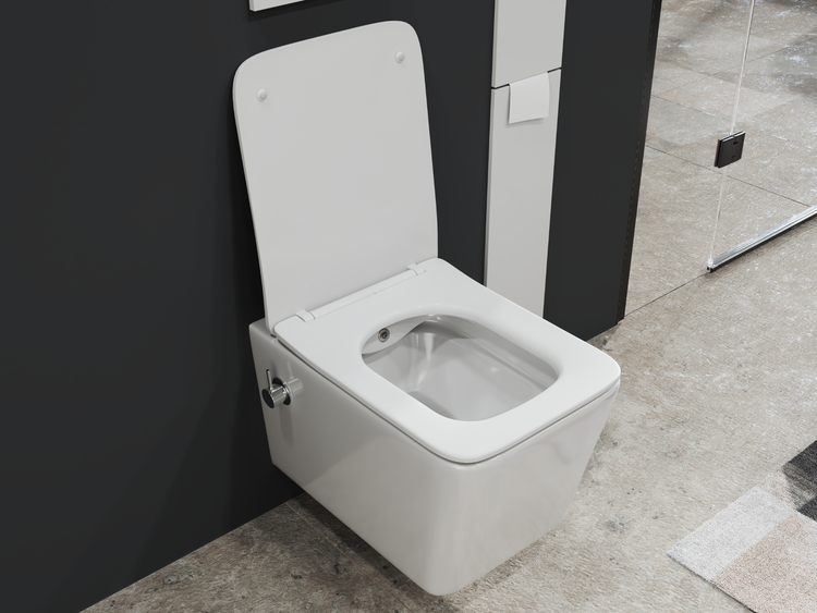 Aqua Bagno Design Hänge-Dusch-WC Delta 2.0 – Spülrandlos – mit Bidetfunktion – Softclose-Sitz