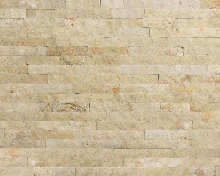 Wohnrausch Wandverblender Naturstein Travertin Splitface RUSTIC 5 cm hoch, 1 qm, beige, gelb, gold