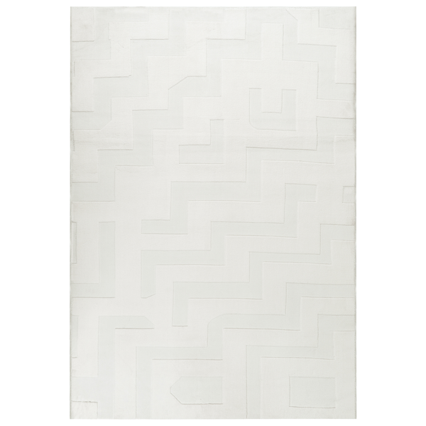 Rechteckiger Teppich mit geometrischem Labyrinth Muster in dezenter Reliefoptik für Wohnzimmer oder Schlafzimmer
