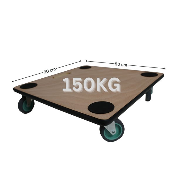 PROREGAL MegaDeal 2x Transportroller 4 Rollen HxBxT 11,5x50x50 cm Traglast 150kg Sperrholzplatte