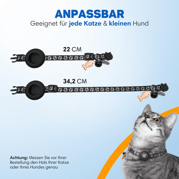 Vulpes Goods Katze Halsband - Apple Airtag Halsband für Katze - Kratzerfest und wasserdicht - 22-34.2 CM - Einheitsgröße