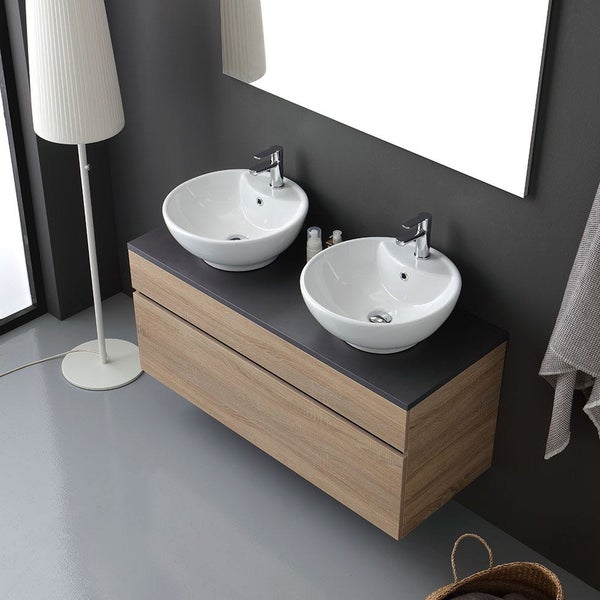 Badmöbel Set mit Doppel-Aufsatzwaschtisch, 120cm | Sole