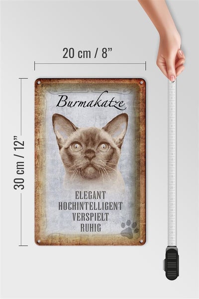 Blechschild Spruch 20x30cm Burmakatze Katze Schild