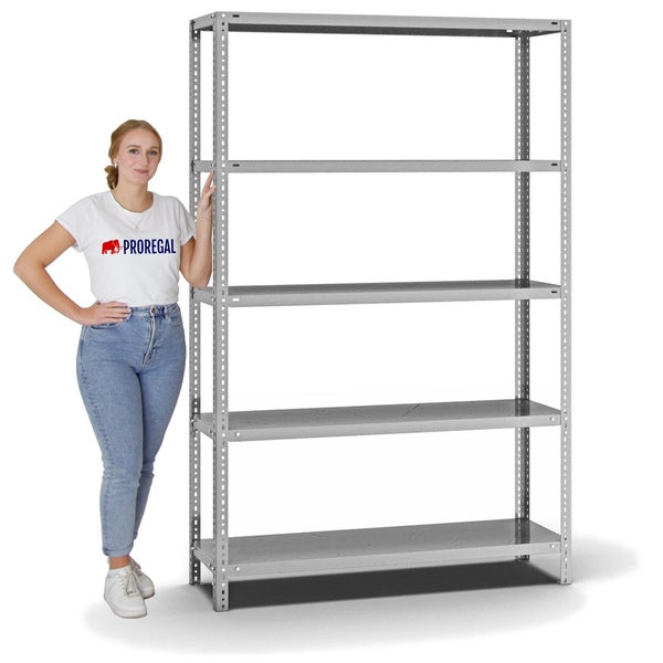 PROREGAL Fachbodenregal Schraubsystem Heavy-Duty Grundregal HxBxT 200 x 130 x 40 cm 5 Ebenen Fachlast 350 kg Beidseitig Nutzbar Verzinkt