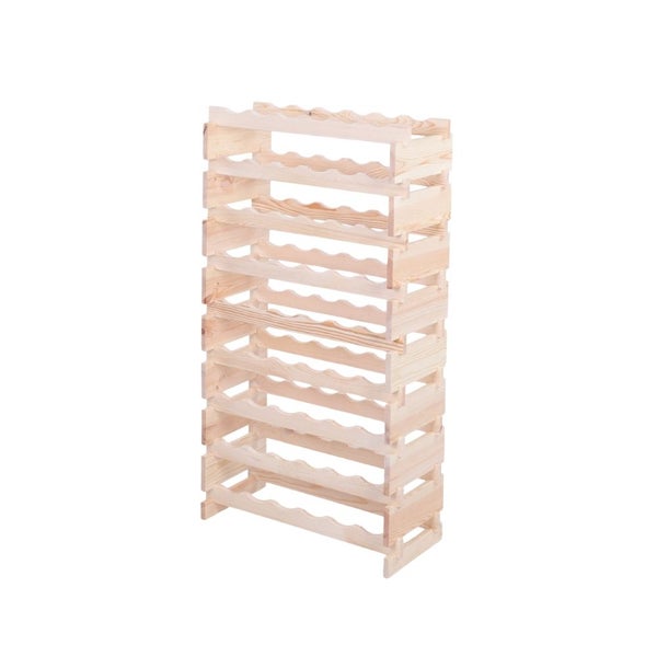 Weinregal VINOTECA FLEX PRO HxBxT 121x65x28cm 54 Flaschen auf 9 Ebenen Massives Kiefernholz Natur unbehandelt