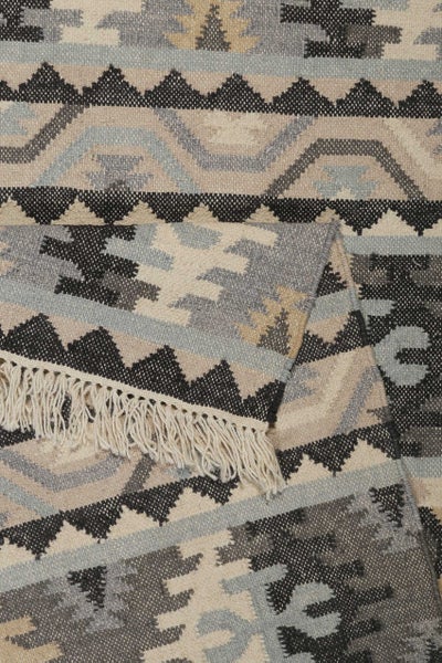 Kelim Teppich Hellgrau aus Wolle Balou Green Looop 80x150 cm