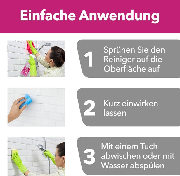 Ricostar Sanitärreiniger 500 ml – 3in1 Badreiniger für hygienische Sauberkeit – Kalkreiniger ideal für Sanitärporzellan, Amaturen, Chromstahl & Fliesen – Badreiniger-Spray gegen Kalk & Schmutz