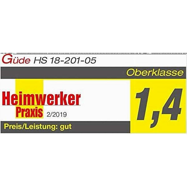 Guede HS 18-201-05 Testurteil Oberklasse Note 1,4 durch Heimwerker Praxis Magazin 2/2019 fuer gutes Preis-Leistungs-Verhaeltnis