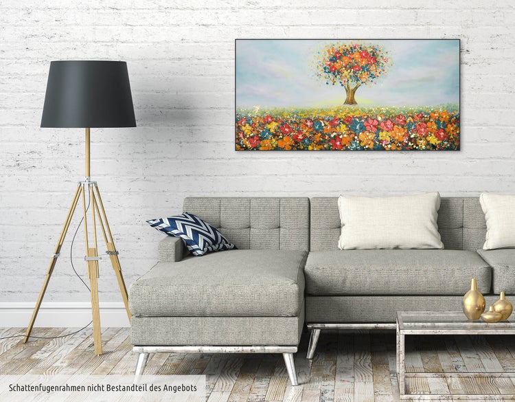 Handgemaltes Gemälde Acrylfarbe 120x60cm Bunt