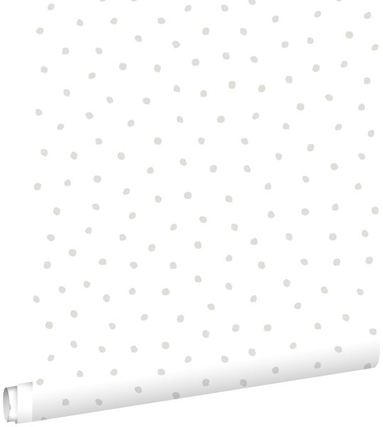 ESTAhome Tapete Punkte Grau und Weiß - 53 cm x 10.05 m - 138935