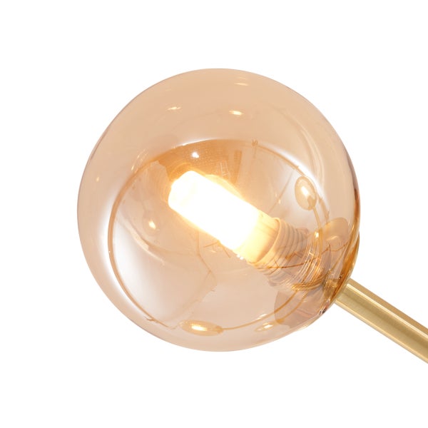 Nahaufnahme einer Kugelformigen Lampe mit Leuchtmittel