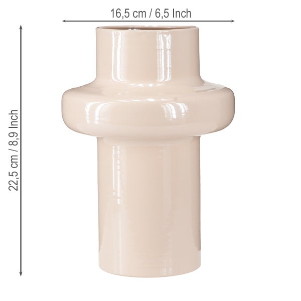 Dekorative Vase mit den Maßen 22,5 cm Höhe und 16,5 cm Durchmesser.
