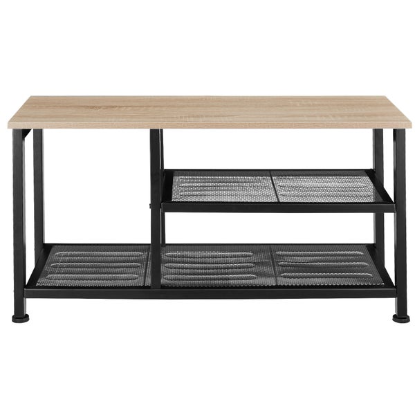 Schuhregal tectake Taunton 80 x 30 x 45,5 cm Industrial Style Industrial Holz hell, Eiche Sonoma