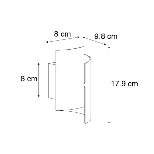 Technische Zeichnung einer Wandleuchte mit Maßangaben