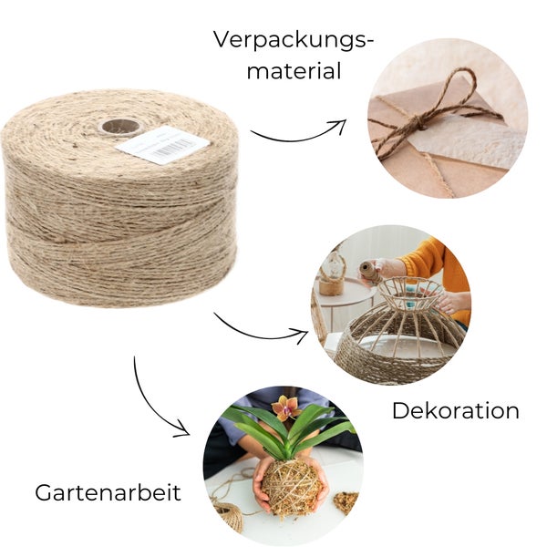 Bindfaden 1kg 2mm Juteschnur Jute Paketschnur Gartenschnur Bastelschnur Garten Garn Kordel Zwirn Pflanzschnur Jutegarn Naturgarn