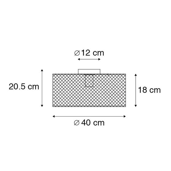 Produktzeichnung mit Maßangaben: Durchmesser 12 cm, 40 cm, Höhe 18 cm, 20,5 cm