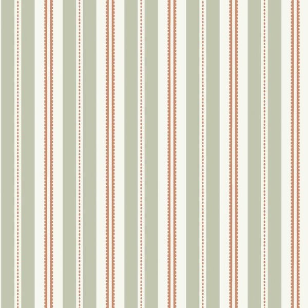 Borastapeter Tapete Streifen Grün und Terrakotta - 53 cm x 10.05 m - 662572