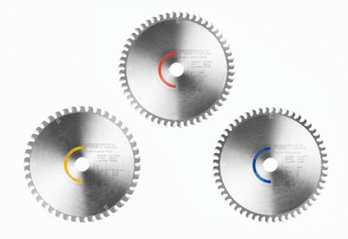 Drei Festool Sägeblätter für verschiedene Anwendungen