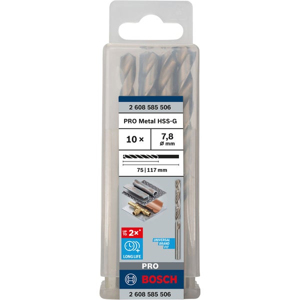 Bosch PRO Metal HSS-G Spiralbohrer 7,8 x 75 x 117 mm - 2608585506